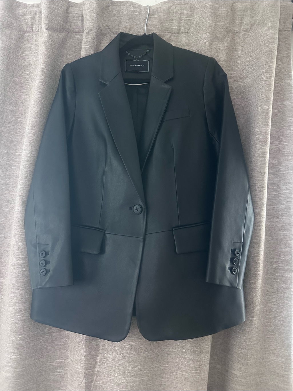 Bcbg Maxazria Faux Black Leather Blazer Jacket